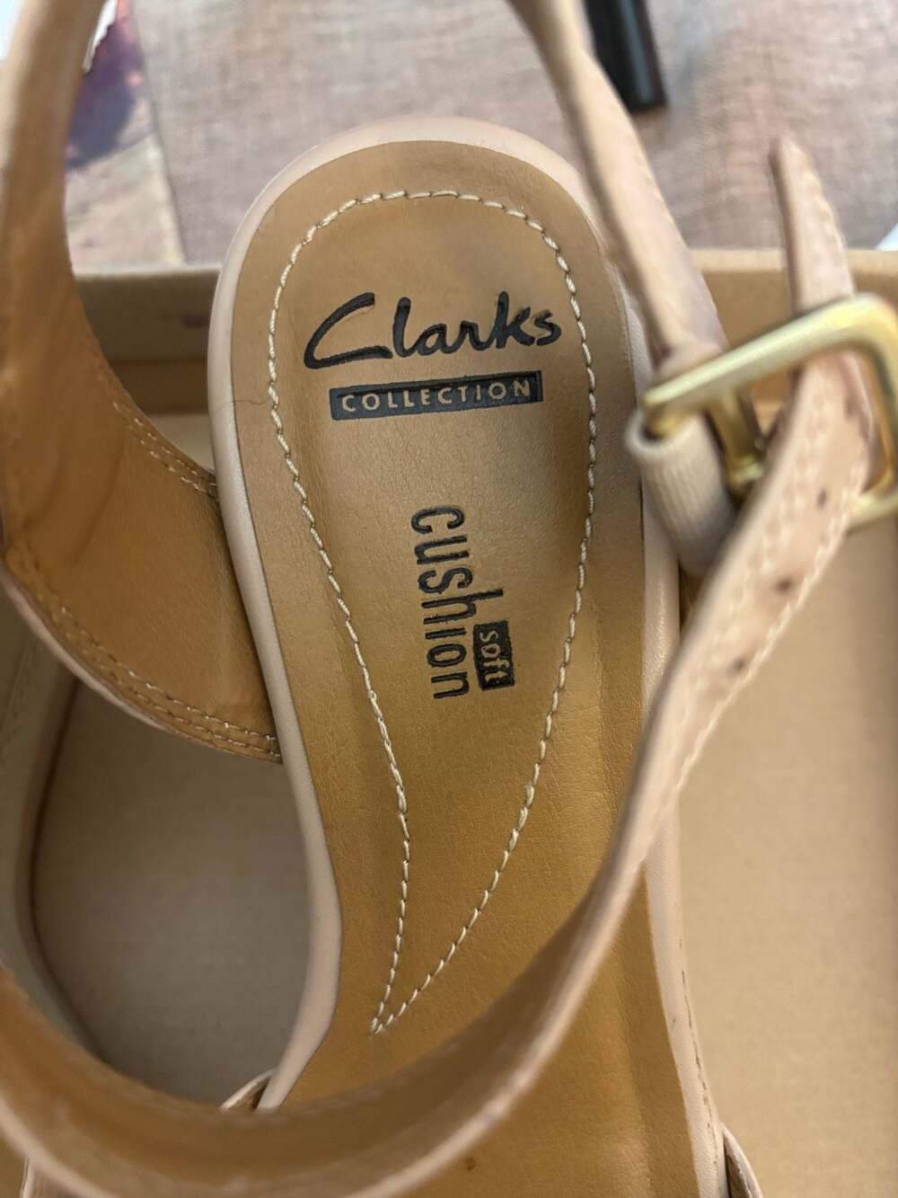 Clarks Zia Castle Women's Leather Platform Wedge Sandal, Nude - Picture 3 of 4